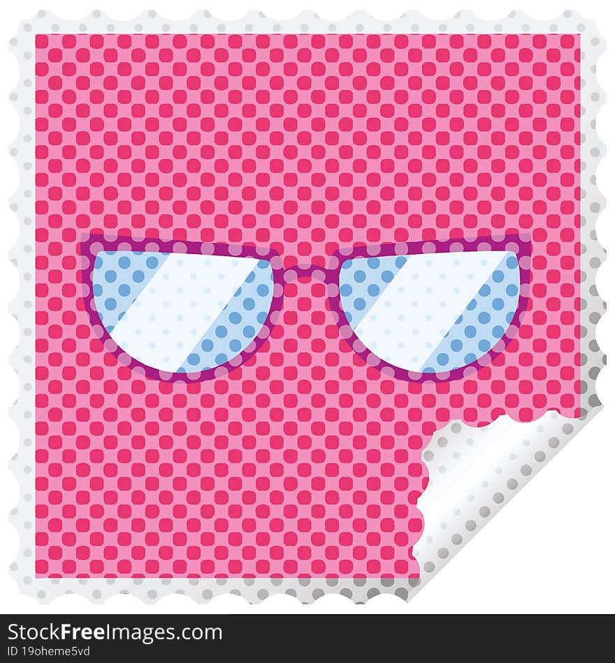 spectacles graphic vector illustration square sticker stamp