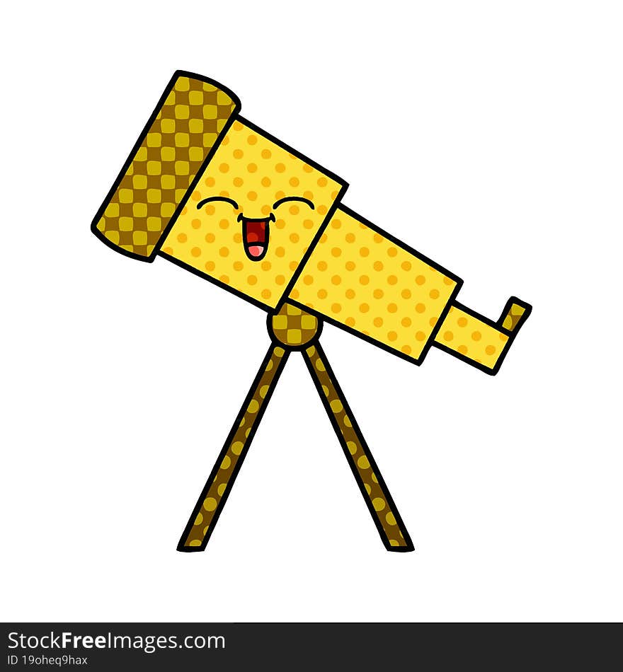 Comic Book Style Cartoon Telescope