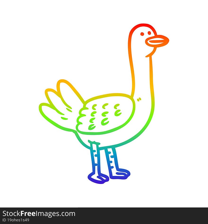 rainbow gradient line drawing of a Cartoon bird