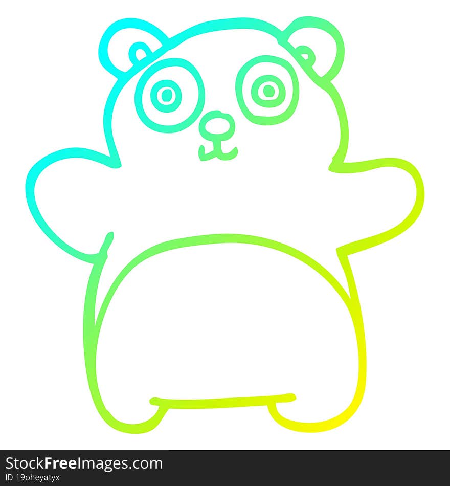 cold gradient line drawing cartoon teddy bear