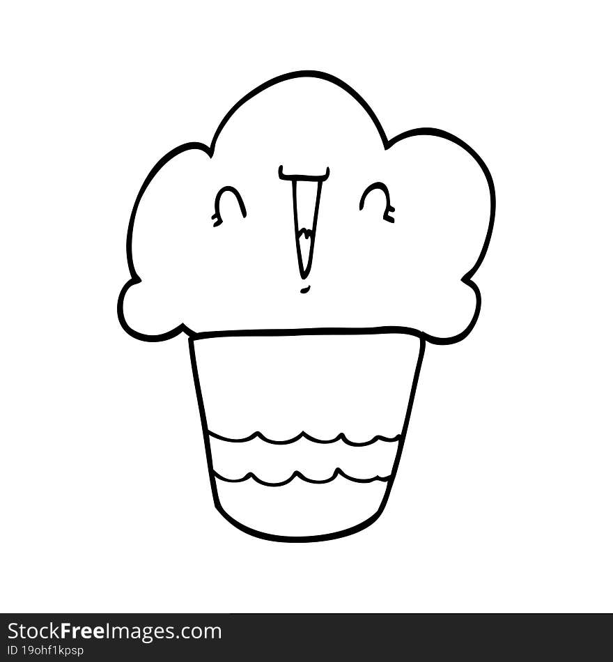 cartoon cupcake with face