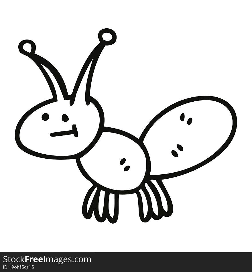 line drawing quirky cartoon light bug. line drawing quirky cartoon light bug