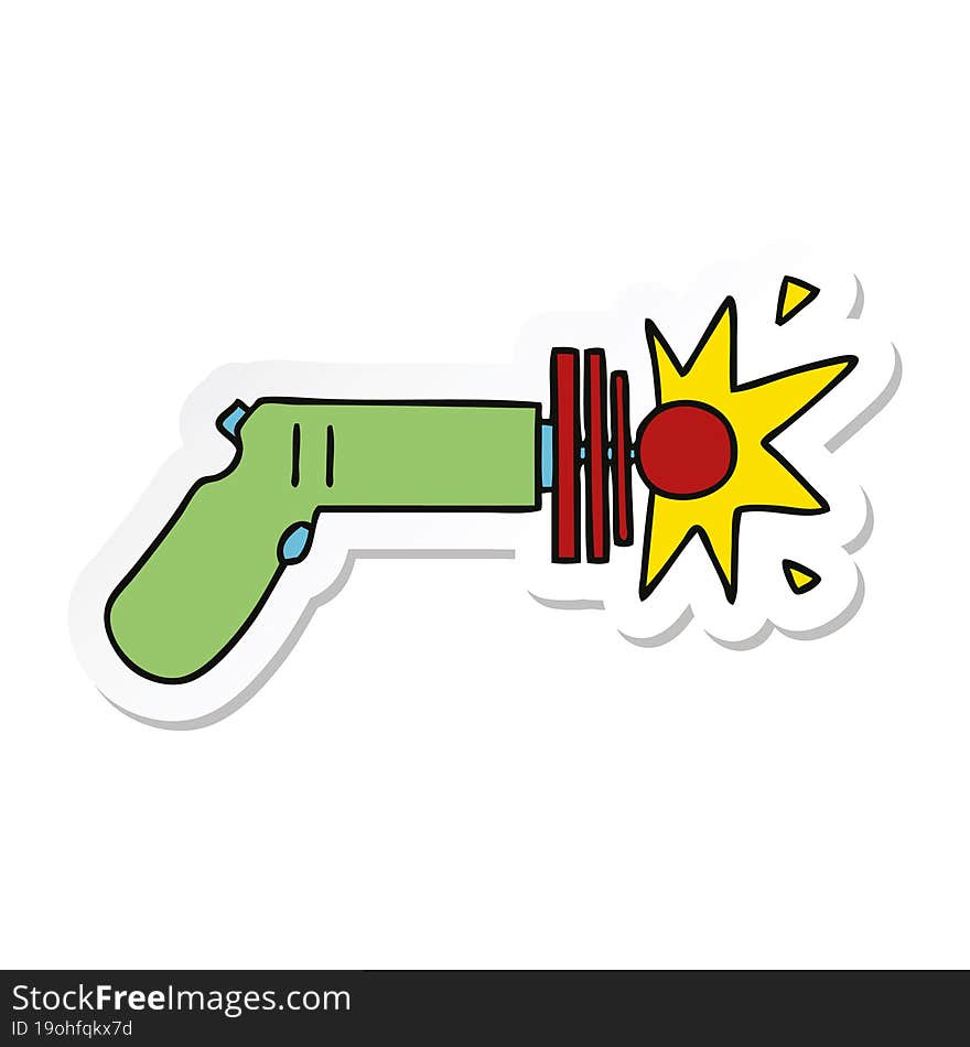 sticker of a quirky hand drawn cartoon laser gun