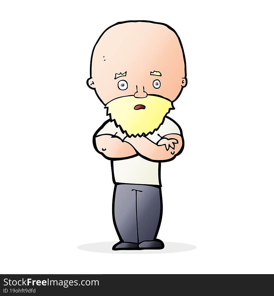 Cartoon Shocked Bald Man With Beard