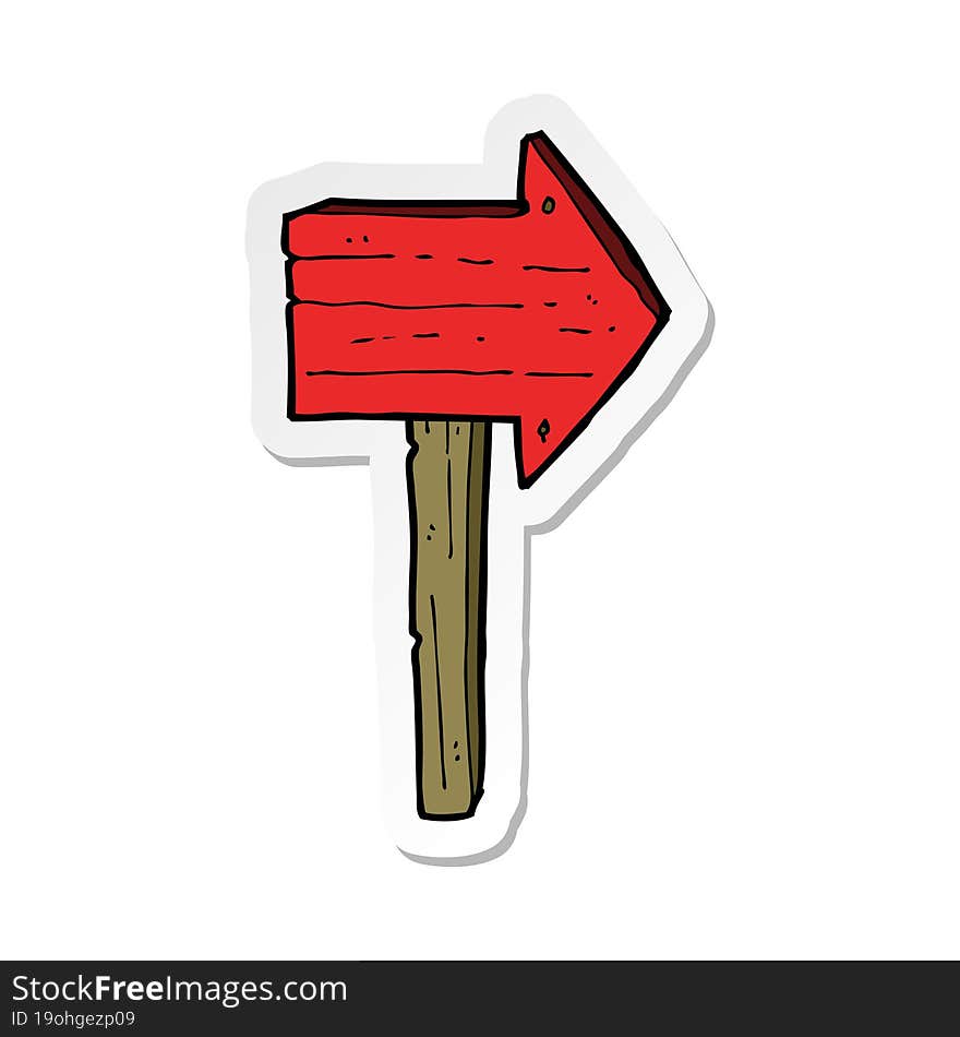 sticker of a cartoon sign post