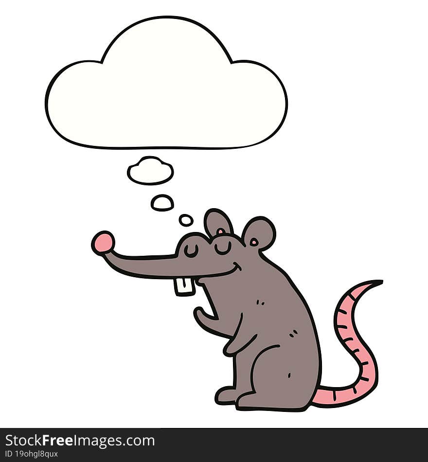 cartoon rat and thought bubble