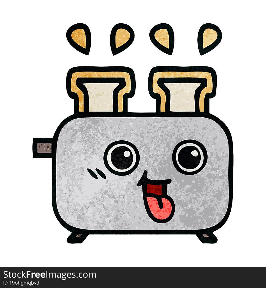 retro grunge texture cartoon of a toaster