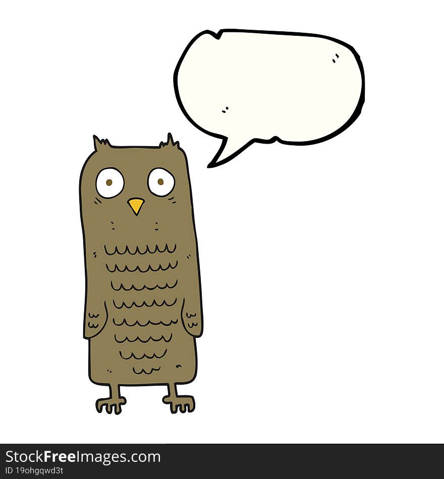 freehand drawn speech bubble cartoon owl