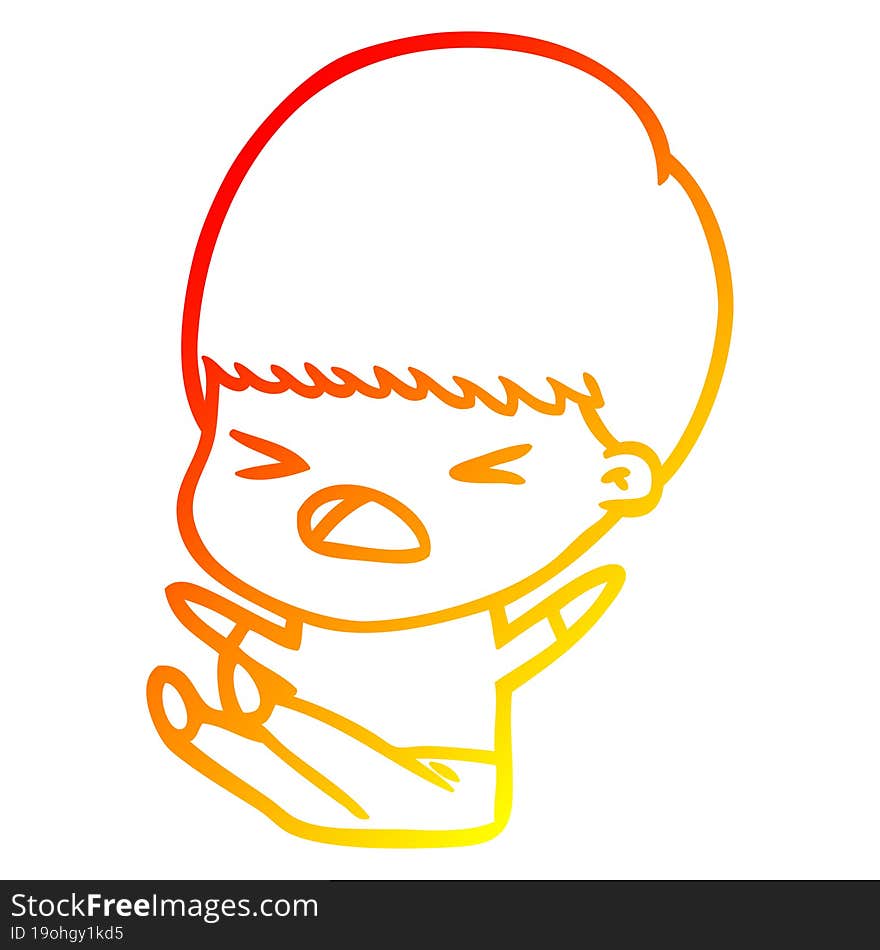 Warm Gradient Line Drawing Cartoon Stressed Man