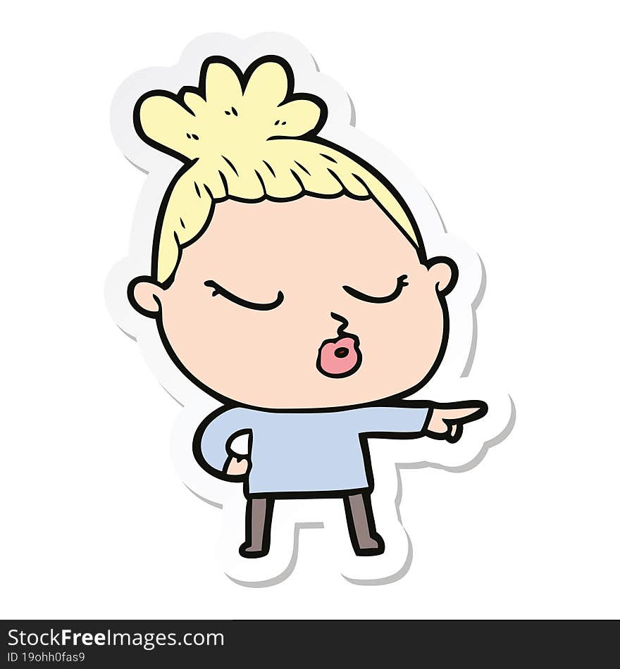 sticker of a cartoon calm woman