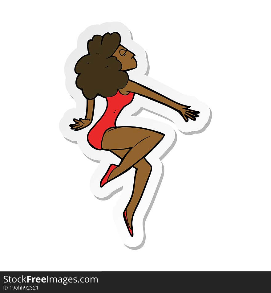 sticker of a cartoon dancing woman