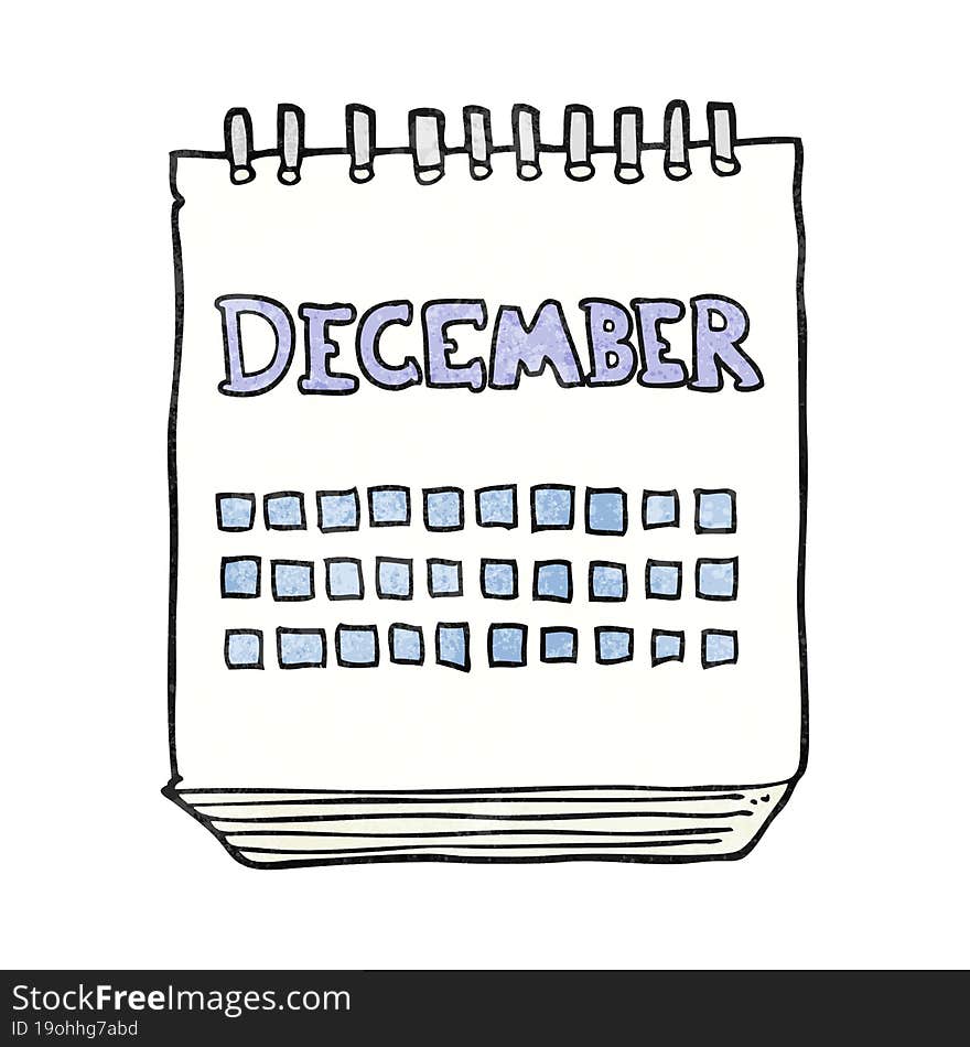 textured cartoon calendar showing month of December