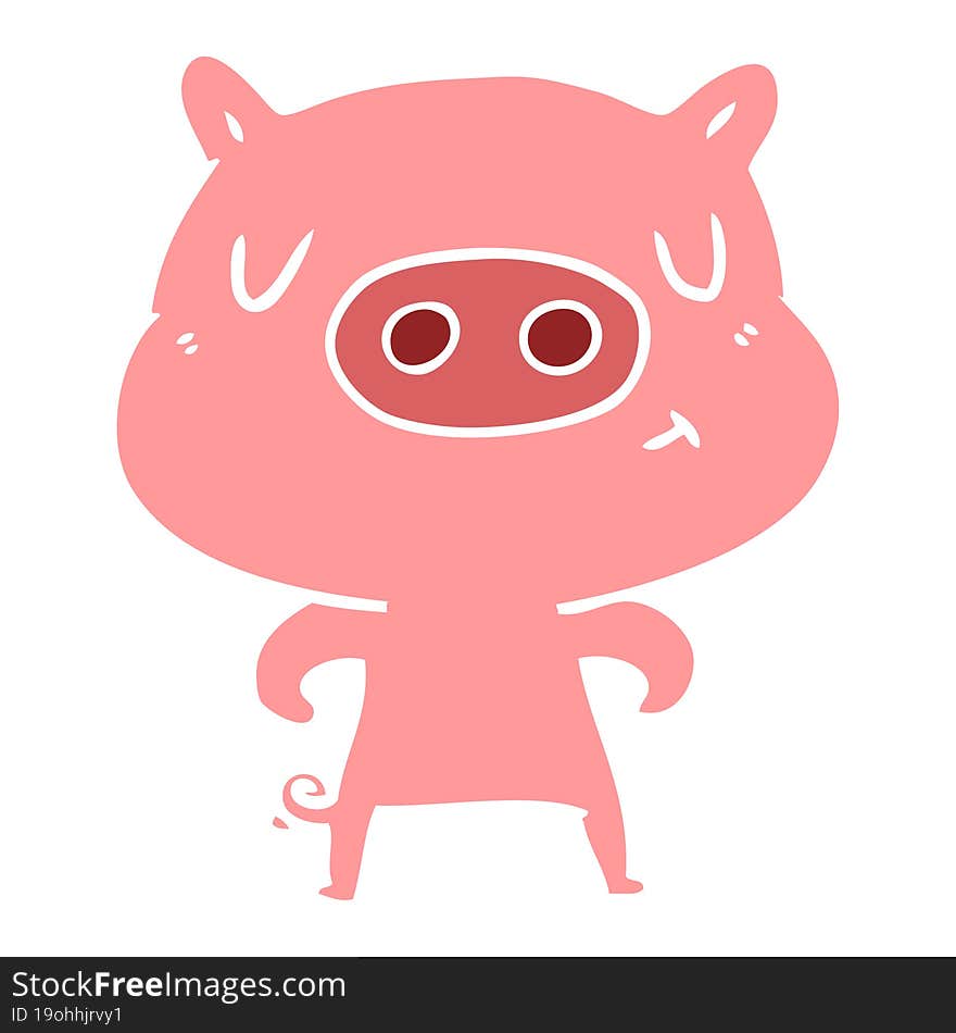 flat color style cartoon content pig