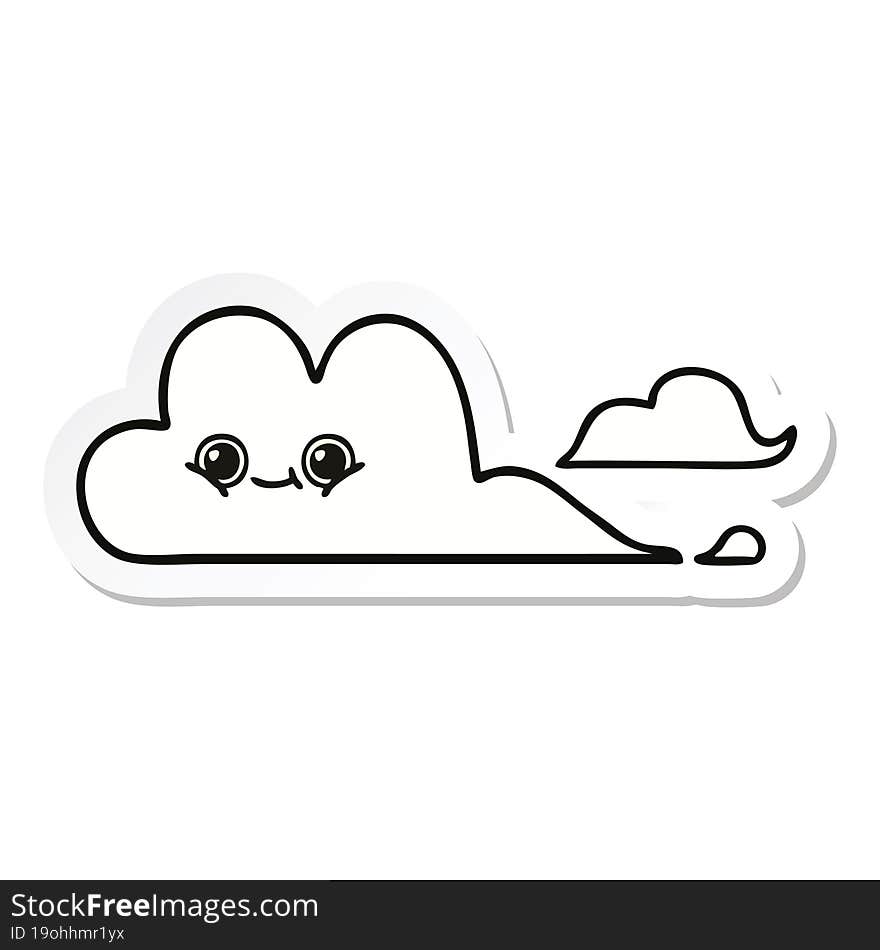 sticker of a cute cartoon clouds