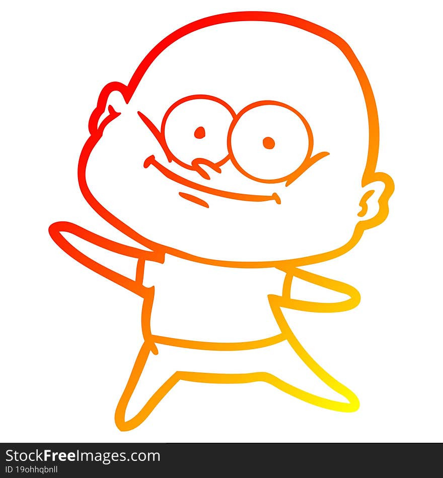 Warm Gradient Line Drawing Cartoon Bald Man Staring