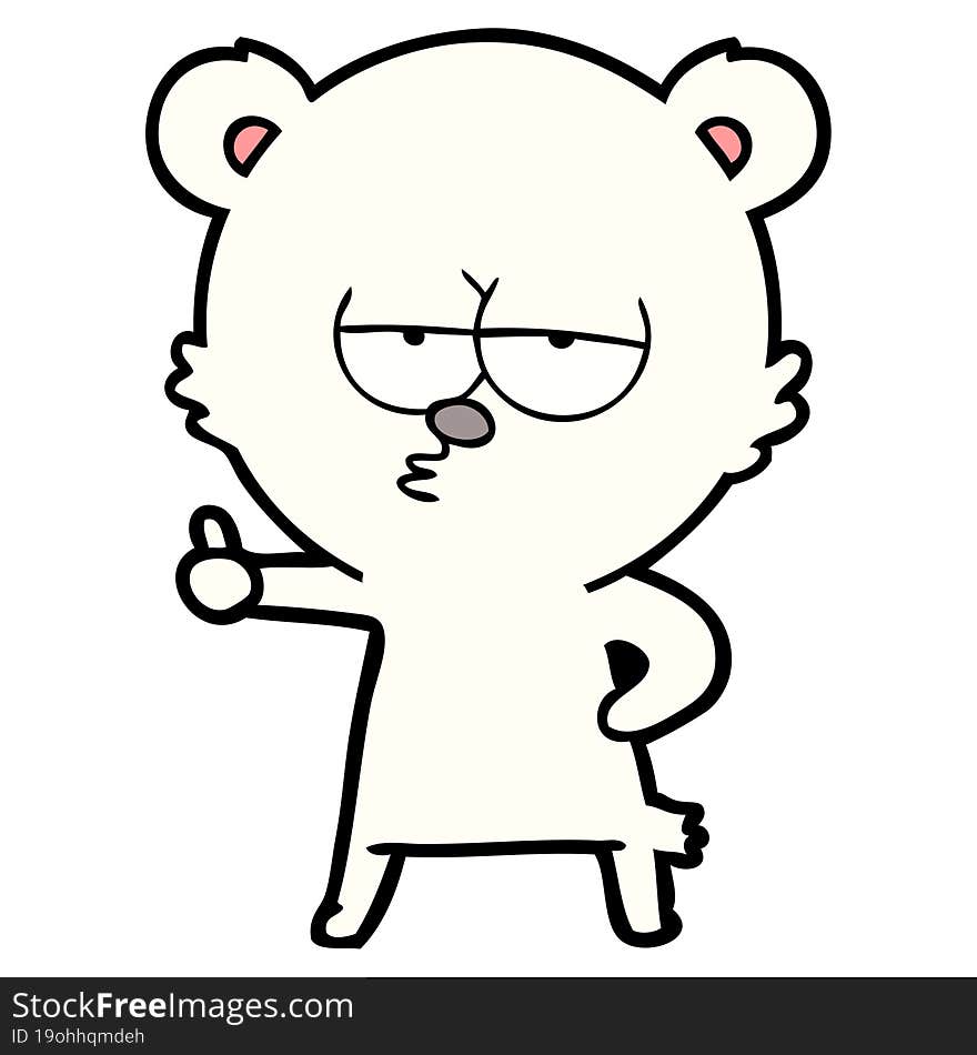 bored polar bear cartoon giving thumbs up sign. bored polar bear cartoon giving thumbs up sign