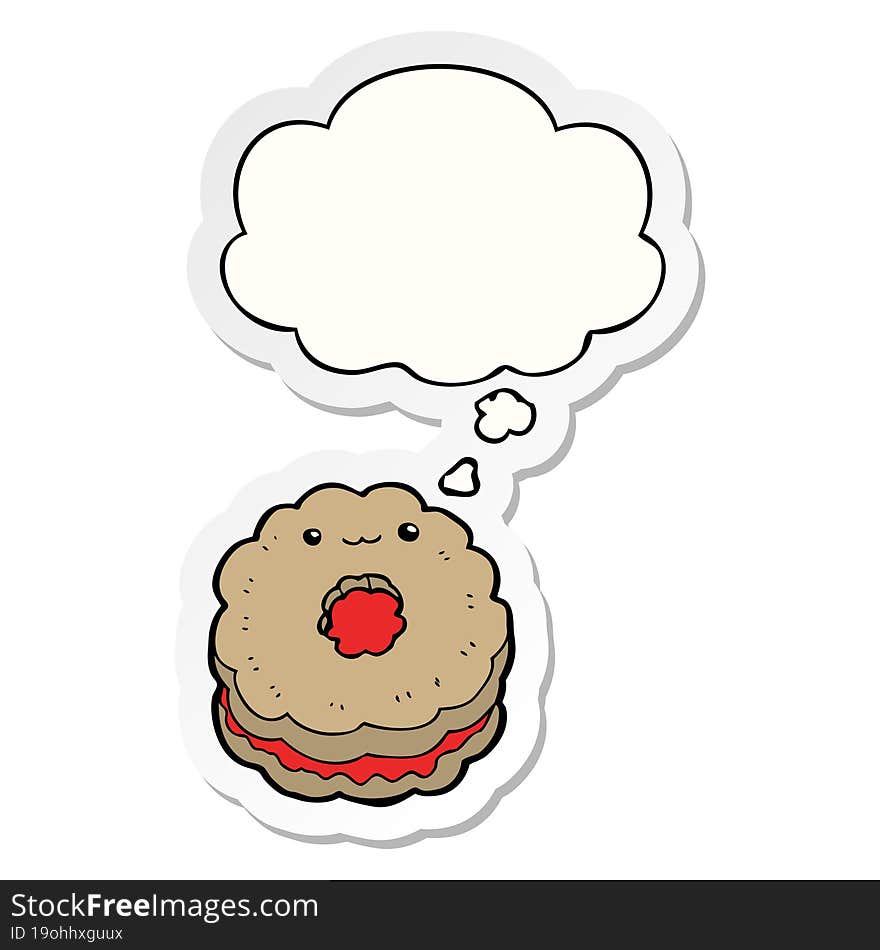 cartoon biscuit and thought bubble as a printed sticker