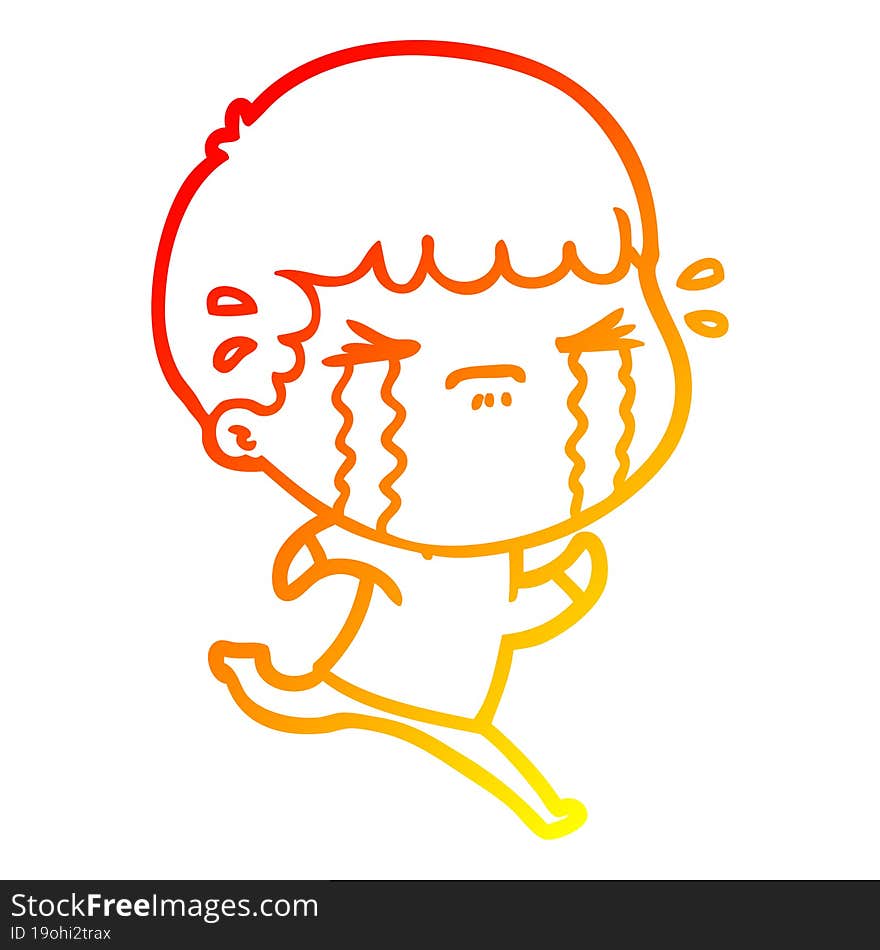 Warm Gradient Line Drawing Cartoon Man Crying