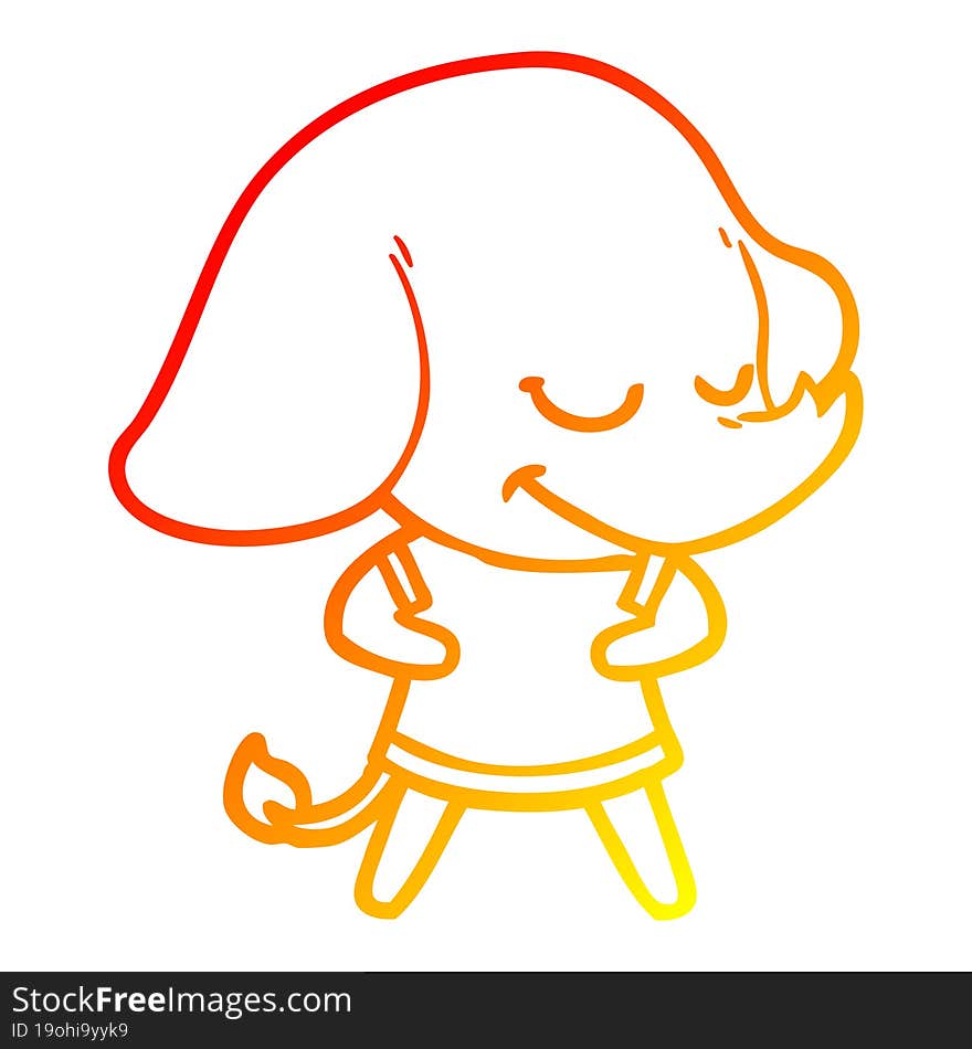 warm gradient line drawing cartoon smiling elephant