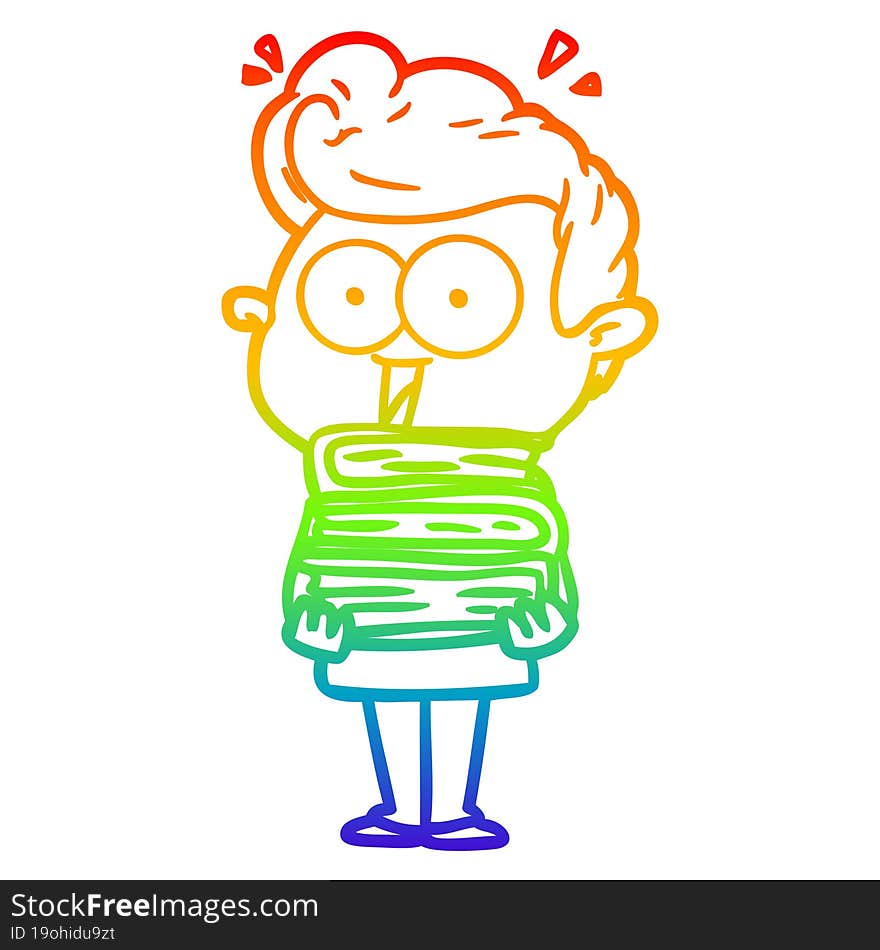 rainbow gradient line drawing cartoon staring man