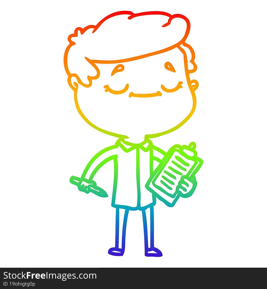 rainbow gradient line drawing of a cartoon peaceful man