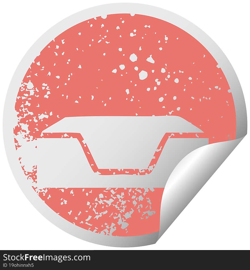 distressed circular peeling sticker symbol empty in tray