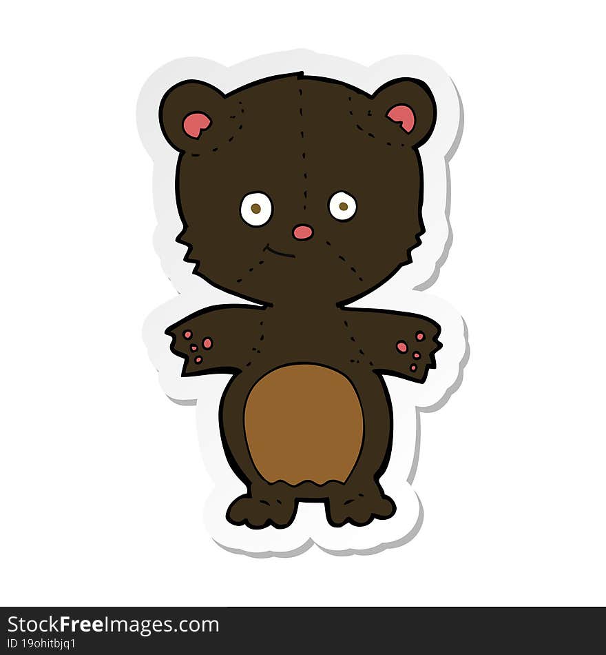 Sticker Of A Cartoon Happy Black Bear