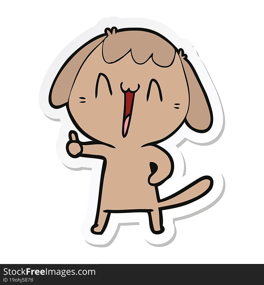 sticker of a cartoon laughing dog