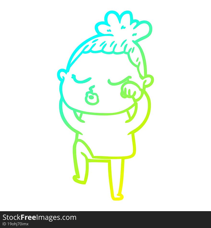 cold gradient line drawing cartoon calm woman