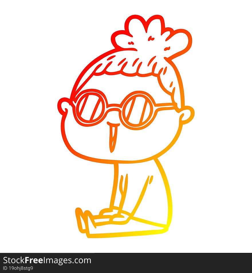 warm gradient line drawing cartoon woman wearing spectacles