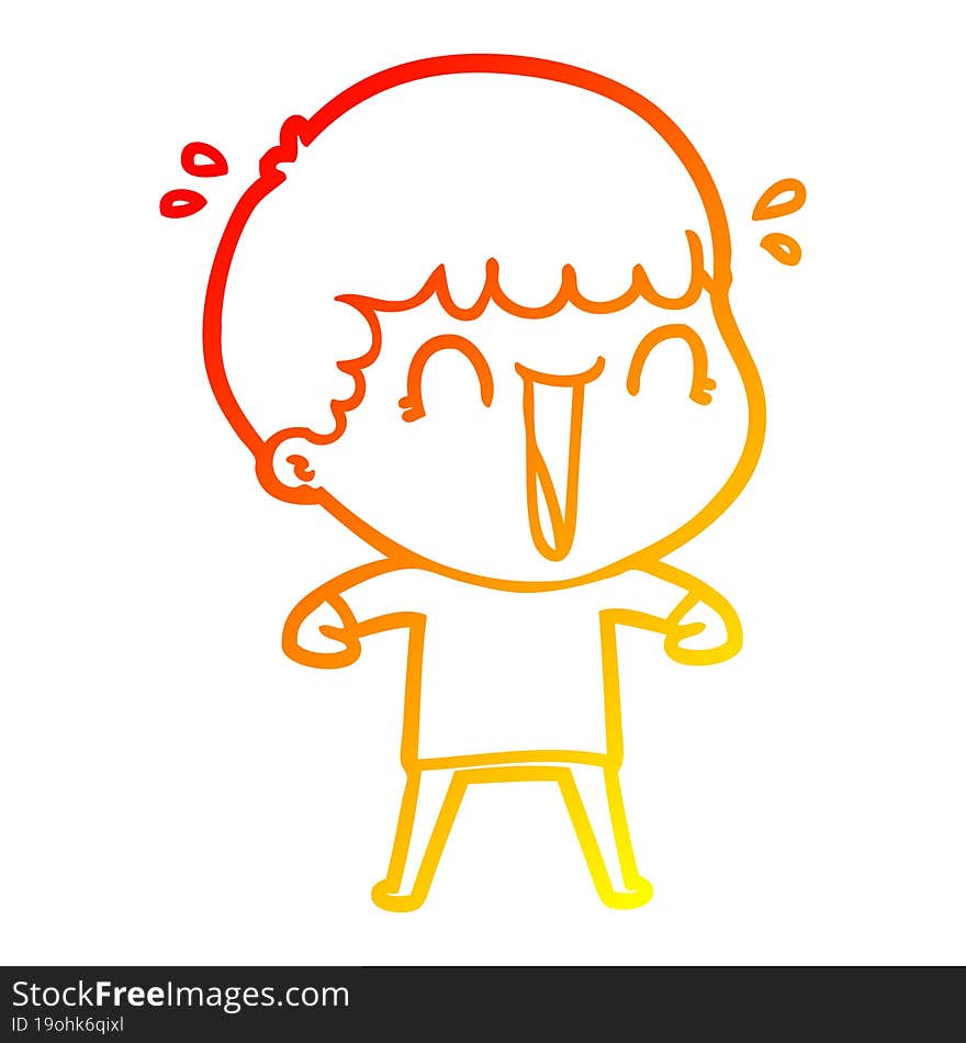 warm gradient line drawing of a laughing cartoon man