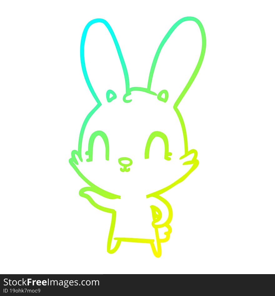 cold gradient line drawing of a cute cartoon rabbit