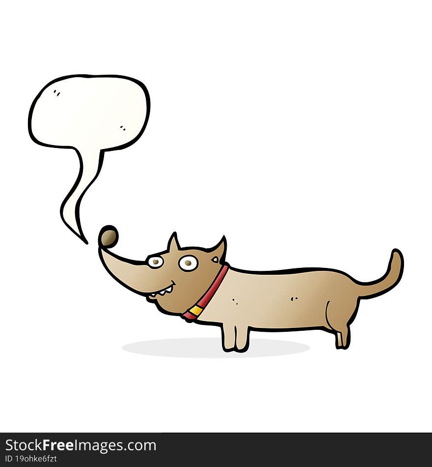 cartoon happy dog with speech bubble