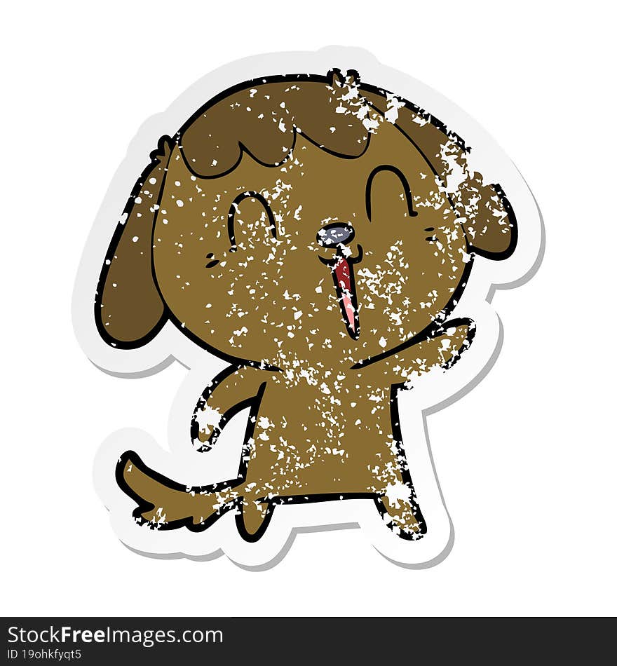 distressed sticker of a cute cartoon dog