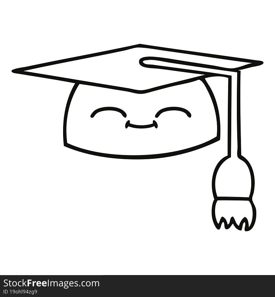 Line Drawing Cartoon Graduation Hat