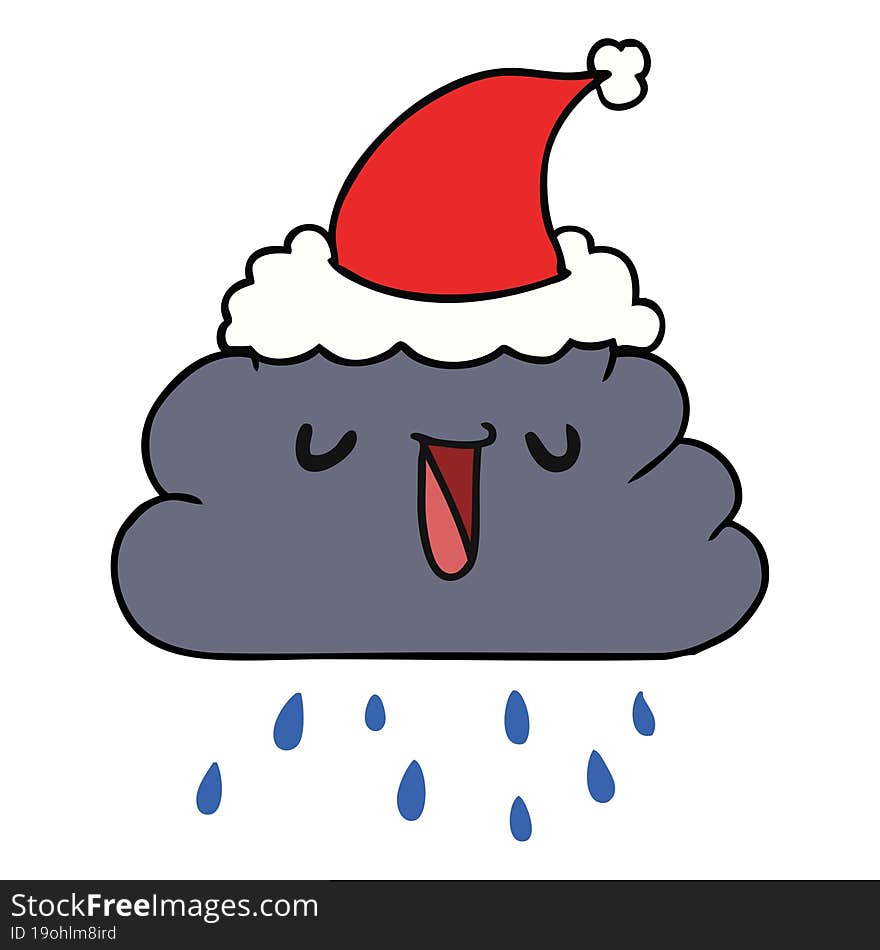 hand drawn christmas cartoon  kawaii rain cloud