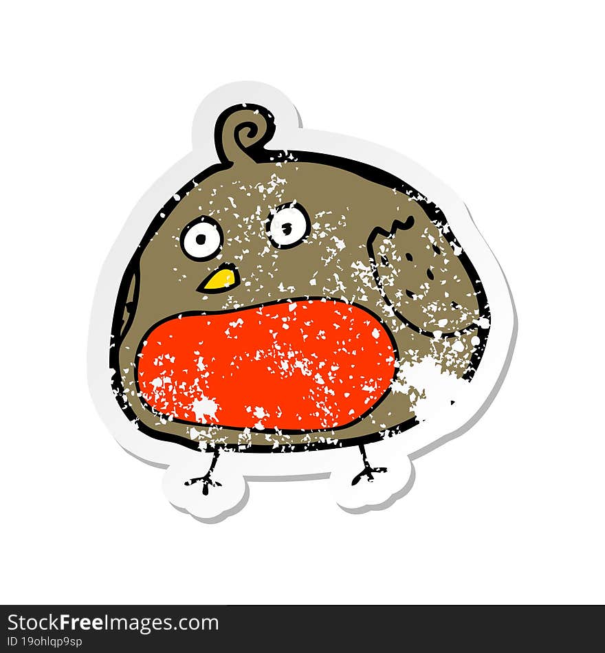 Retro Distressed Sticker Of A Cartoon Robin