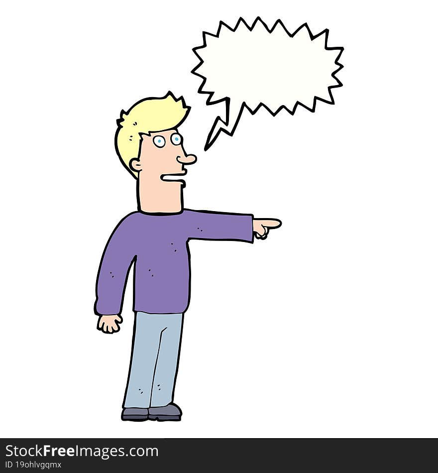 Cartoon Man Pointing With Speech Bubble