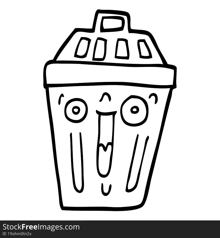 line drawing cartoon waste bin