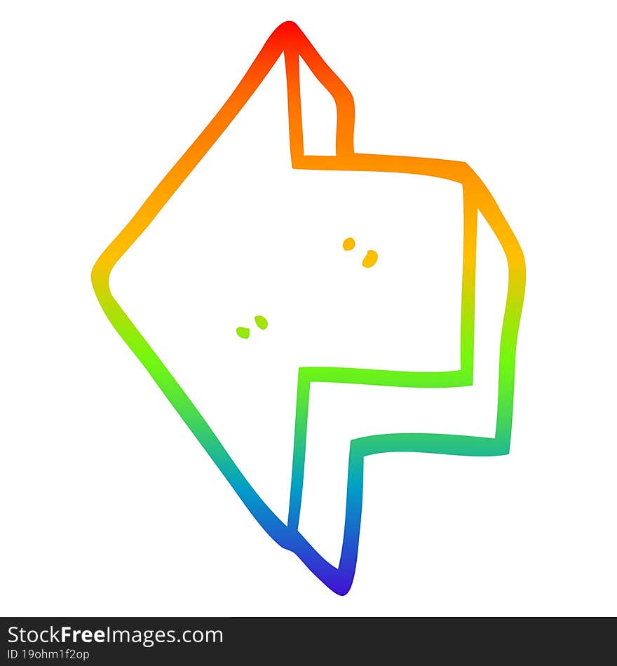 rainbow gradient line drawing cartoon pointing arrow