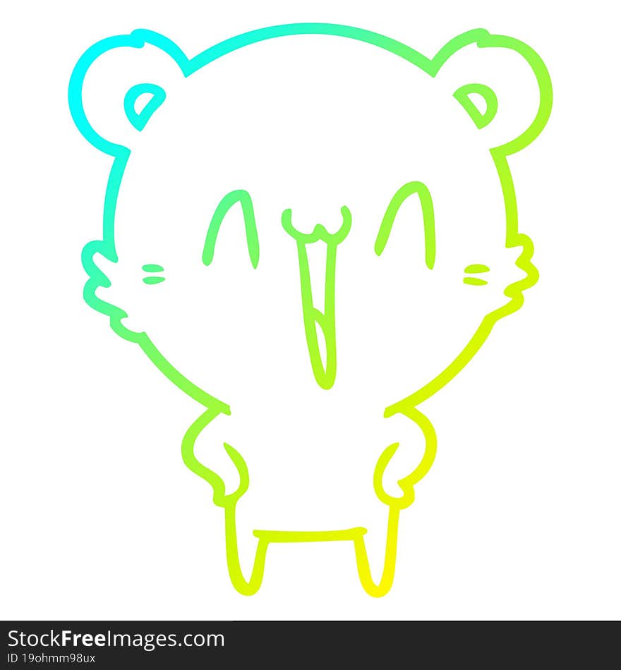 Cold Gradient Line Drawing Happy Polar Bear Cartoon