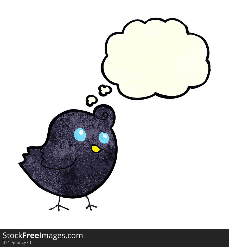 cartoon bird with thought bubble