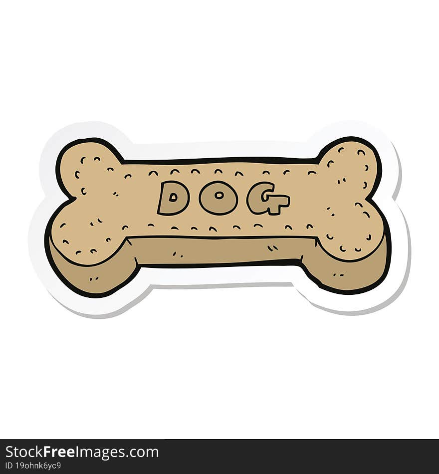 sticker of a cartoon dog biscuit