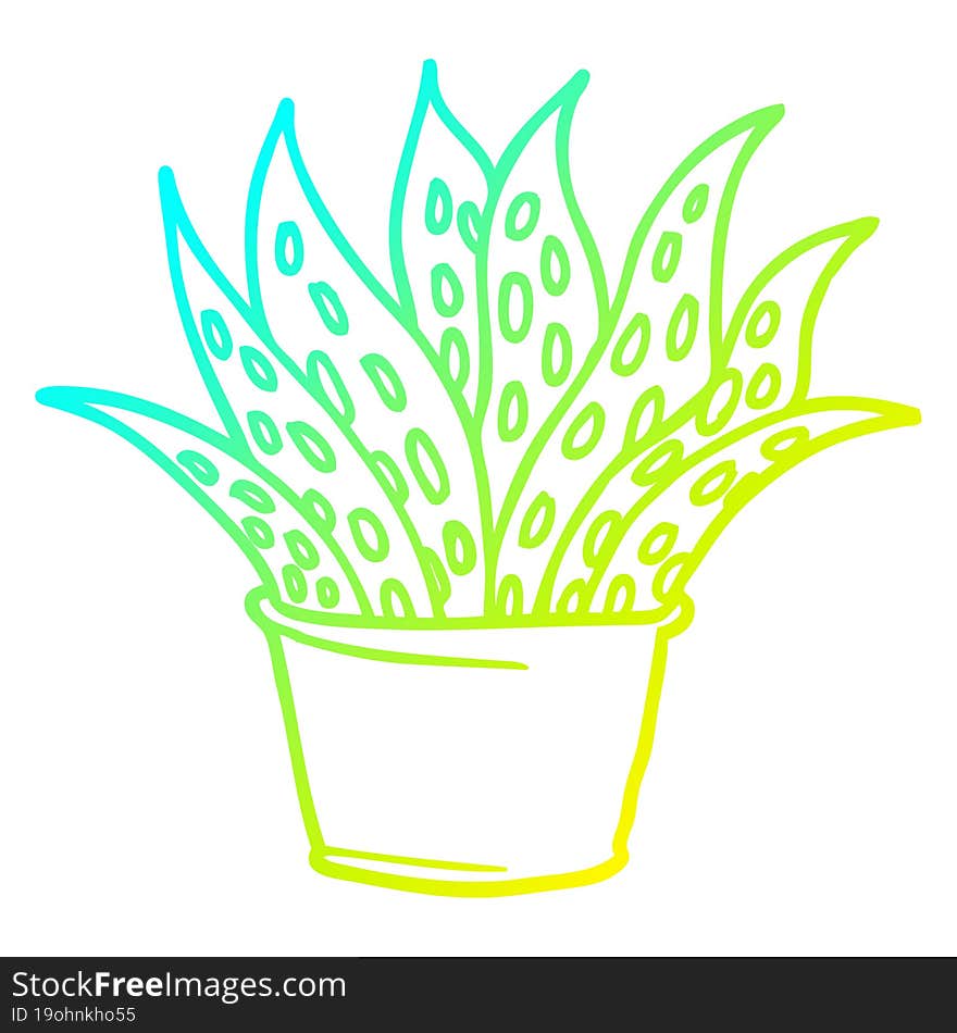 cold gradient line drawing cartoon house plant