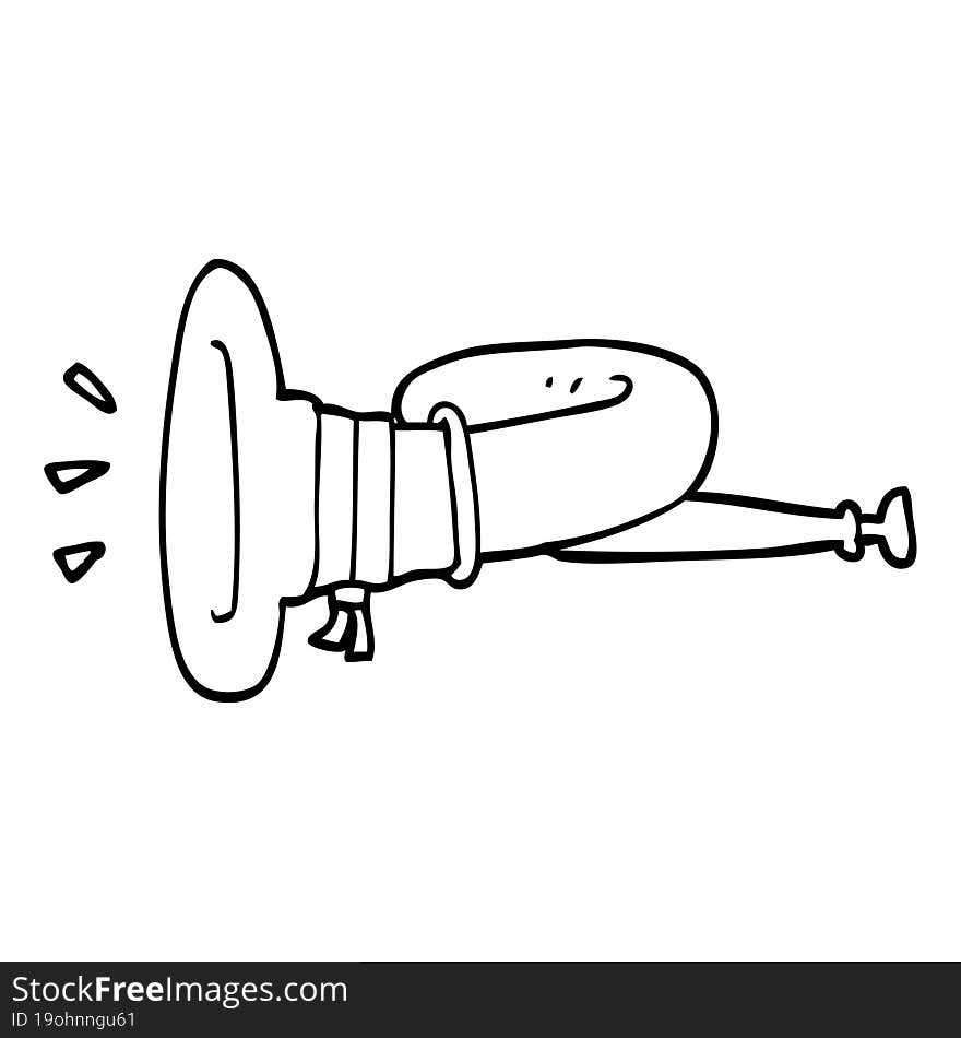 line drawing cartoon curled horn instrument