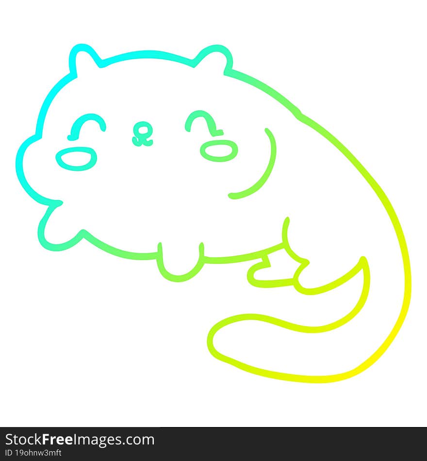 Cold Gradient Line Drawing Cartoon Cat