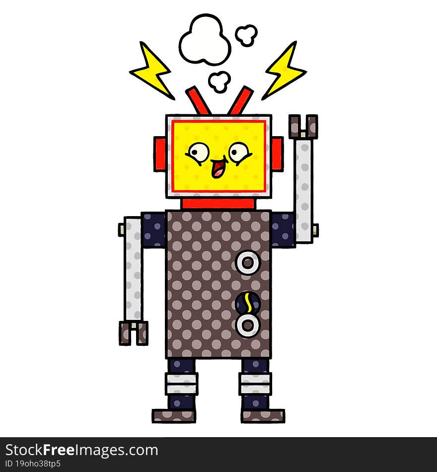 comic book style cartoon dancing robot