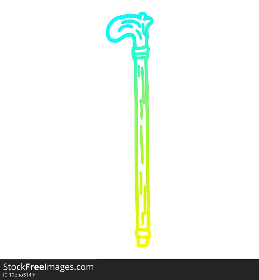 Cold Gradient Line Drawing Cartoon Walking Stick