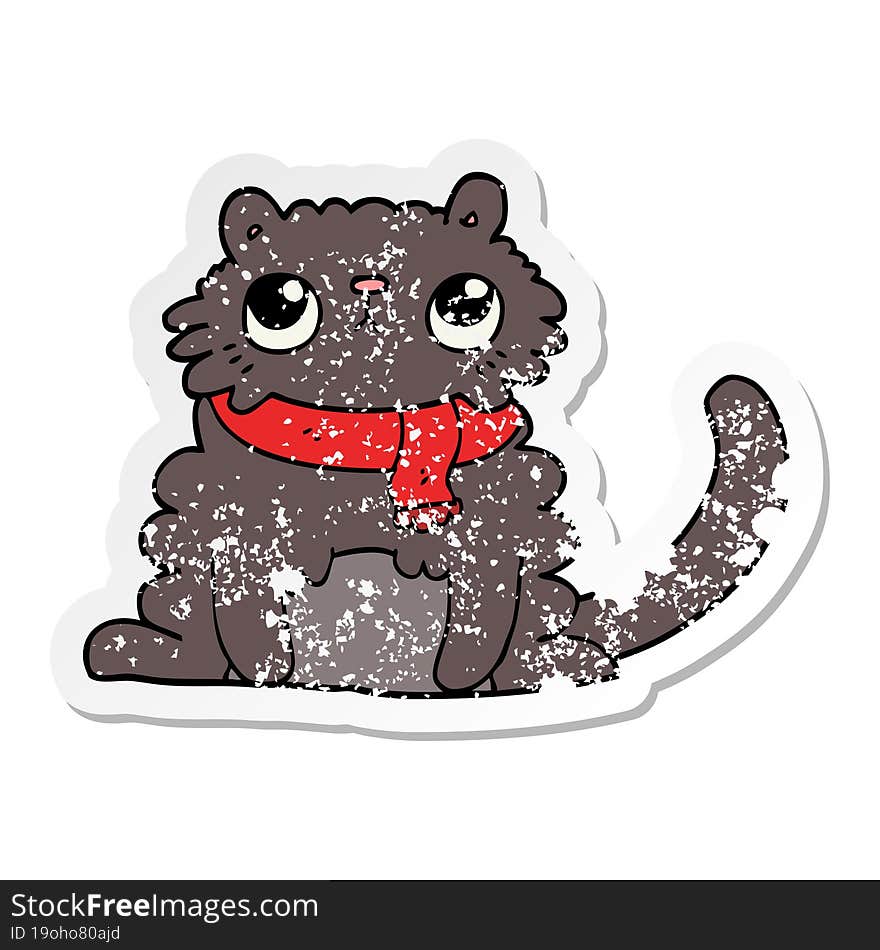 Distressed Sticker Of A Cartoon Cat