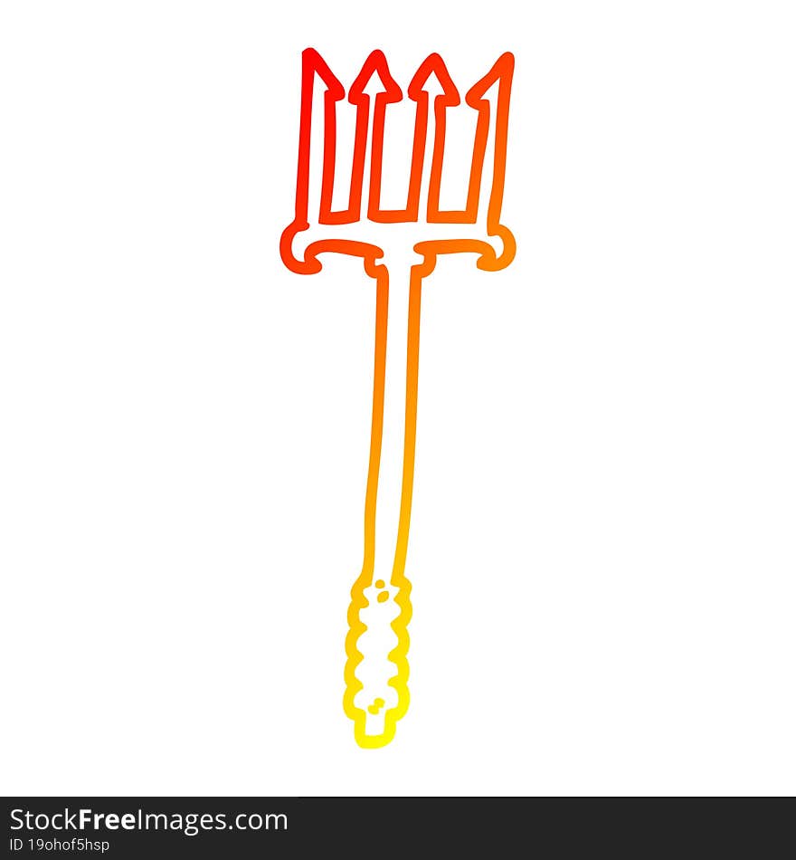 Warm Gradient Line Drawing Cartoon Trident